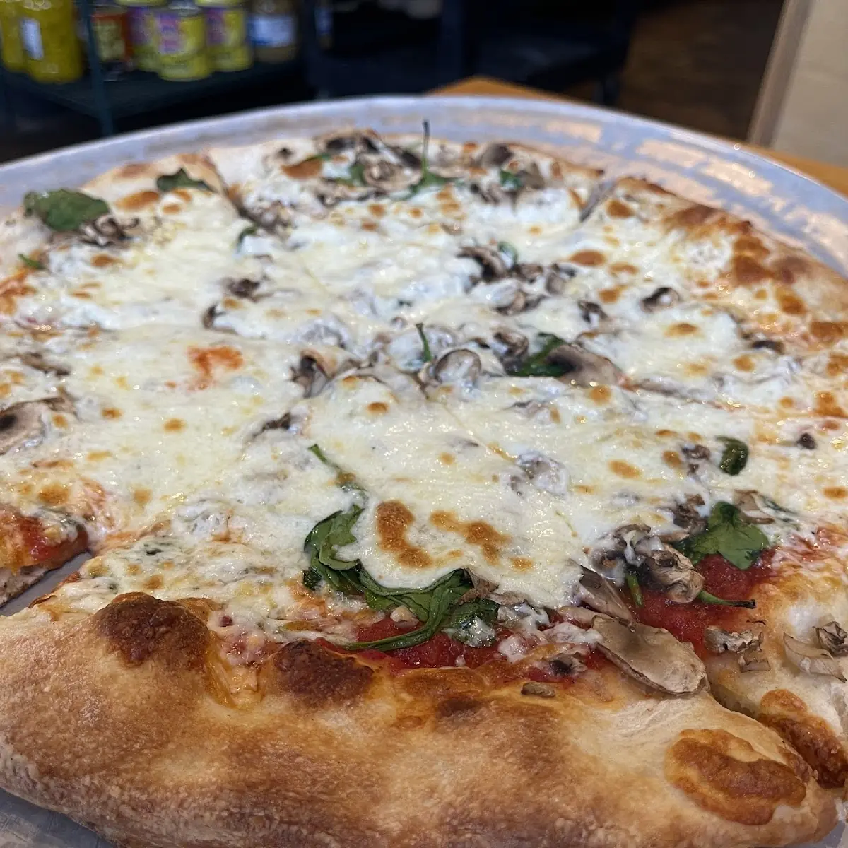 Spinach and Mushroom Pizza