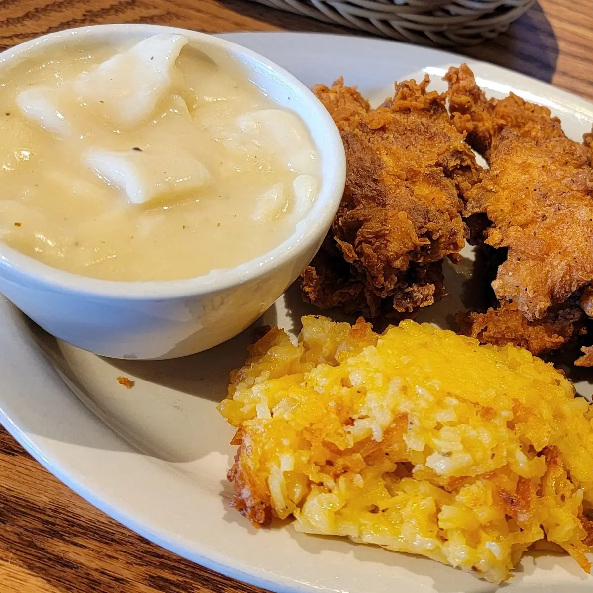 Fired Chicken Tenders with Hash Brown Casserole