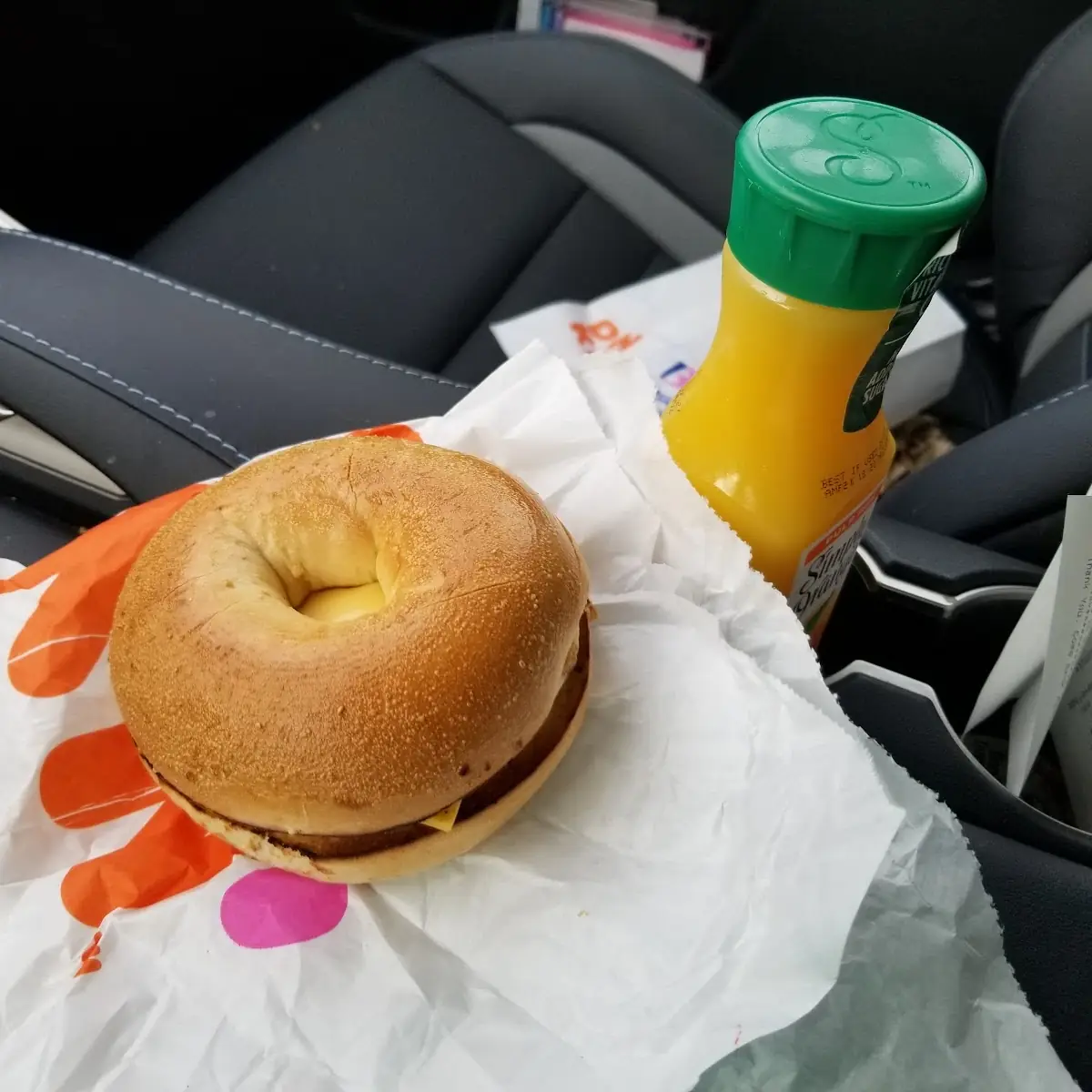 Bacon-Egg-And-Cheese on a Plain Bagel with Orange Juice