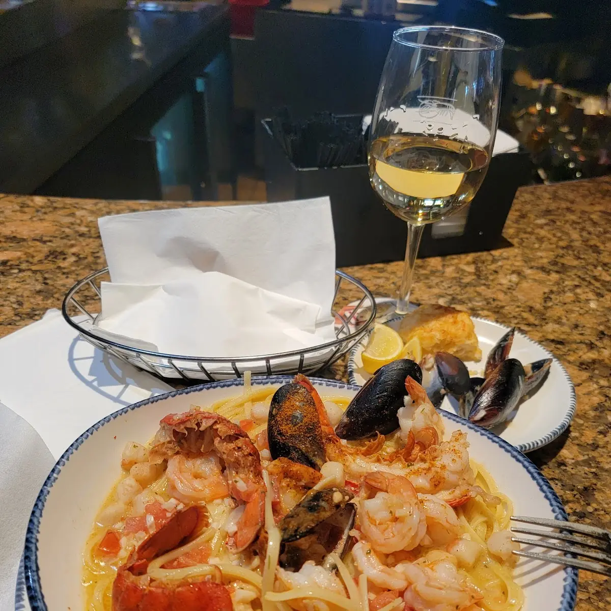 Seafood Combo over Linguine
