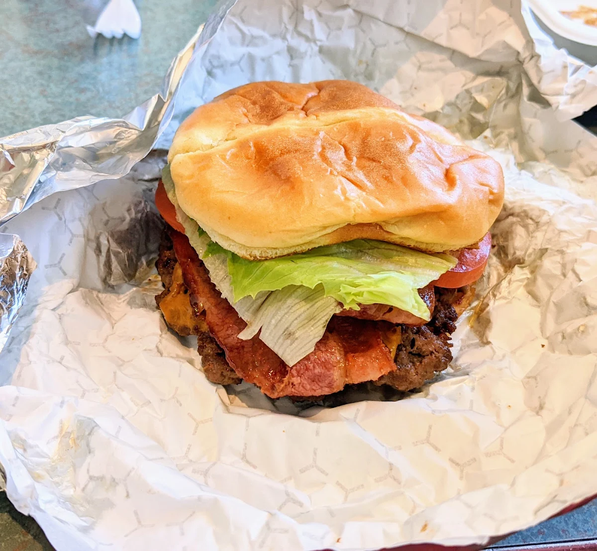 Double Smashed Burger with Bacon and Cheese