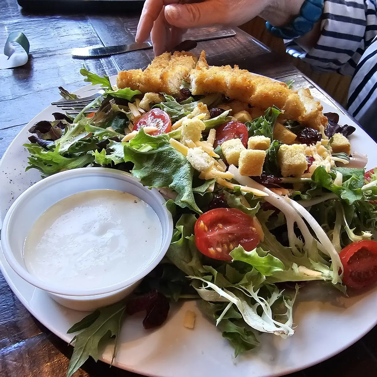 Garden Salad with Chicken Schnitzel