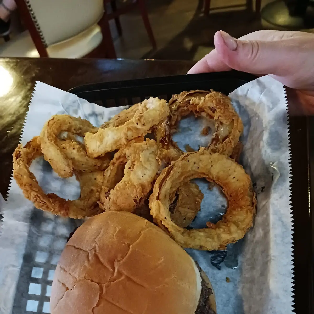 Bacon Burger and Onion Rings