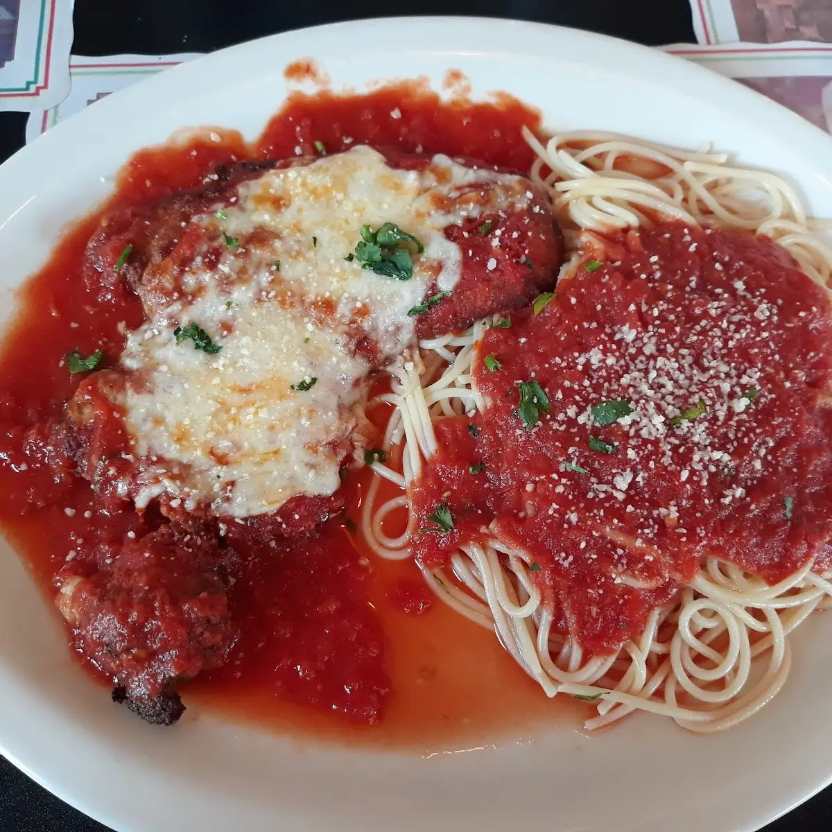 Chicken Parmigiana with Spaghetti