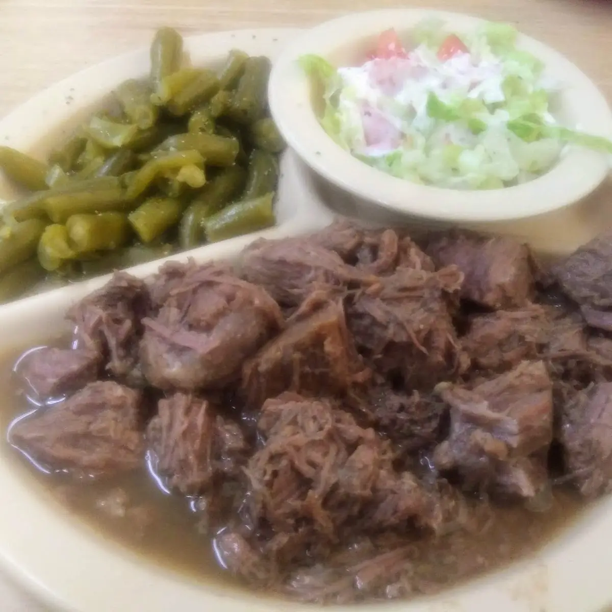 Beef Stew Green Beans and a Salad