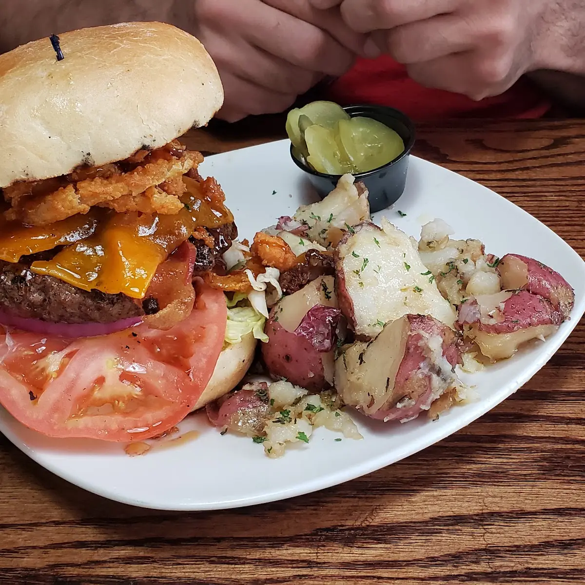 BBQ Burger and Red Skin Potatoes