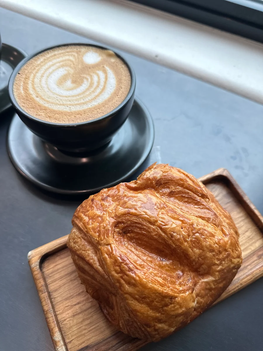 Chocolate Croissant and Oat Milk Latte