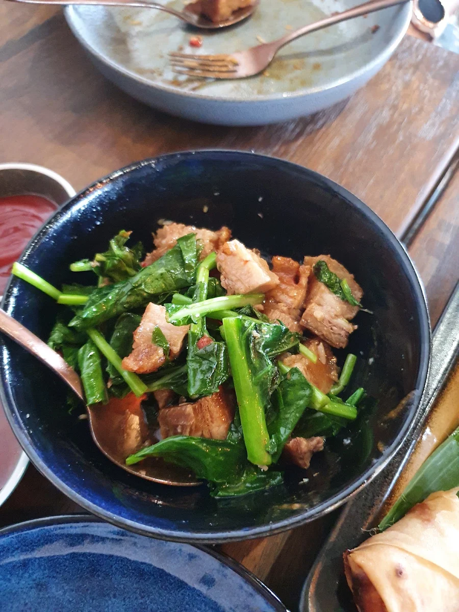 Pork Belly w Greens, Infusion Cafe & Thai IS NOW KNOWN AS Alangkarn Thai Restaurant