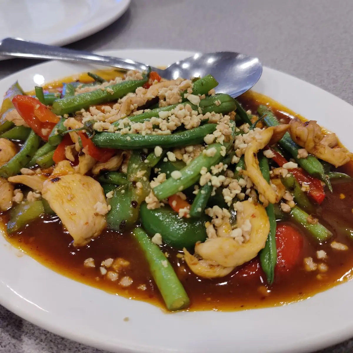 Pad Prig King with Prawns, Leela Thai Restaurant