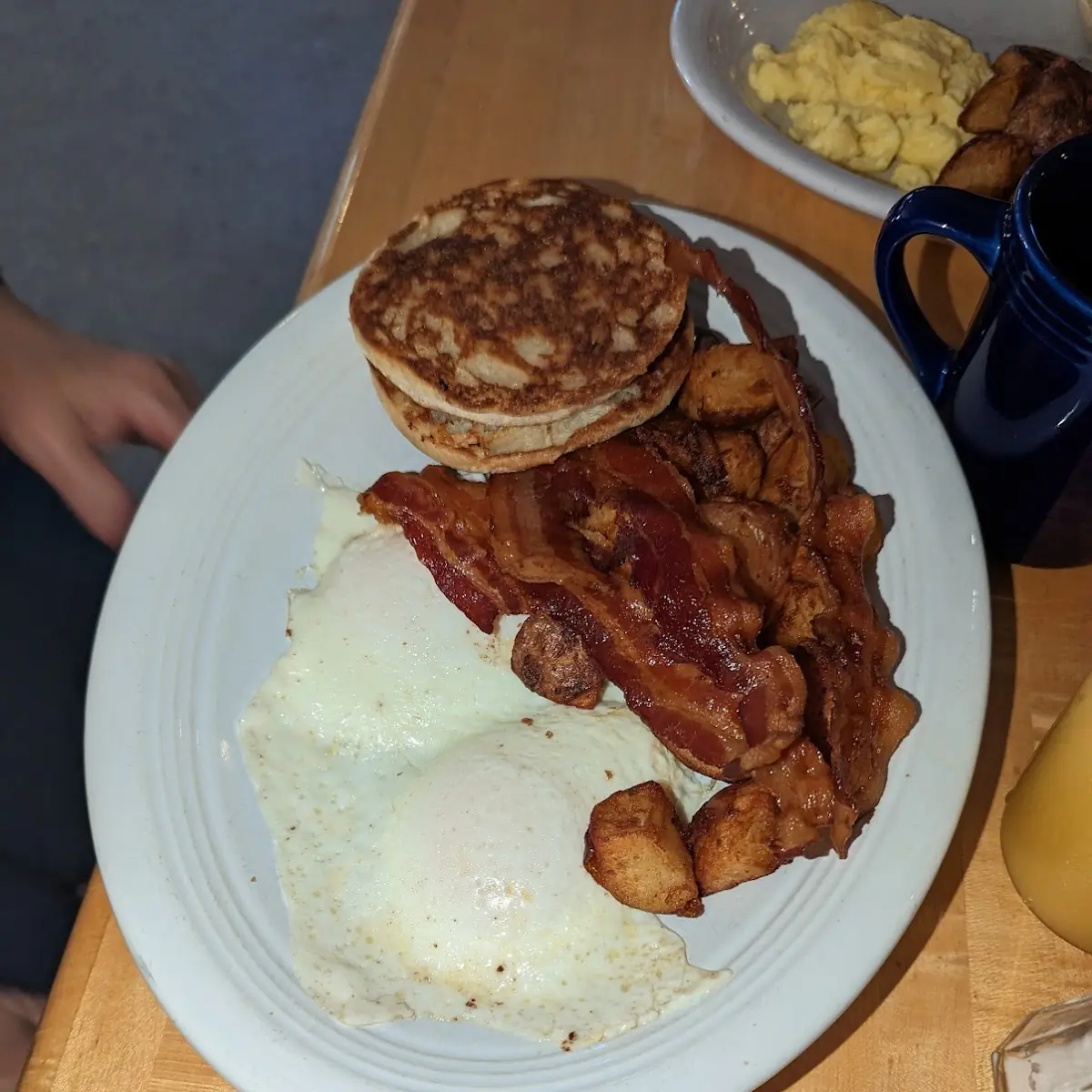 Eggs over Easy with Bacon and English Muffin