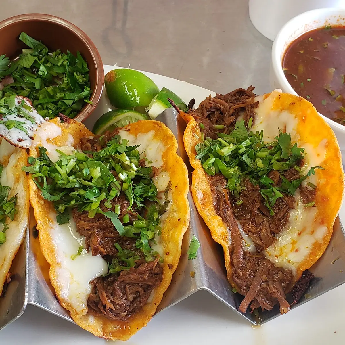 Birria Tacos with Melted Cheese