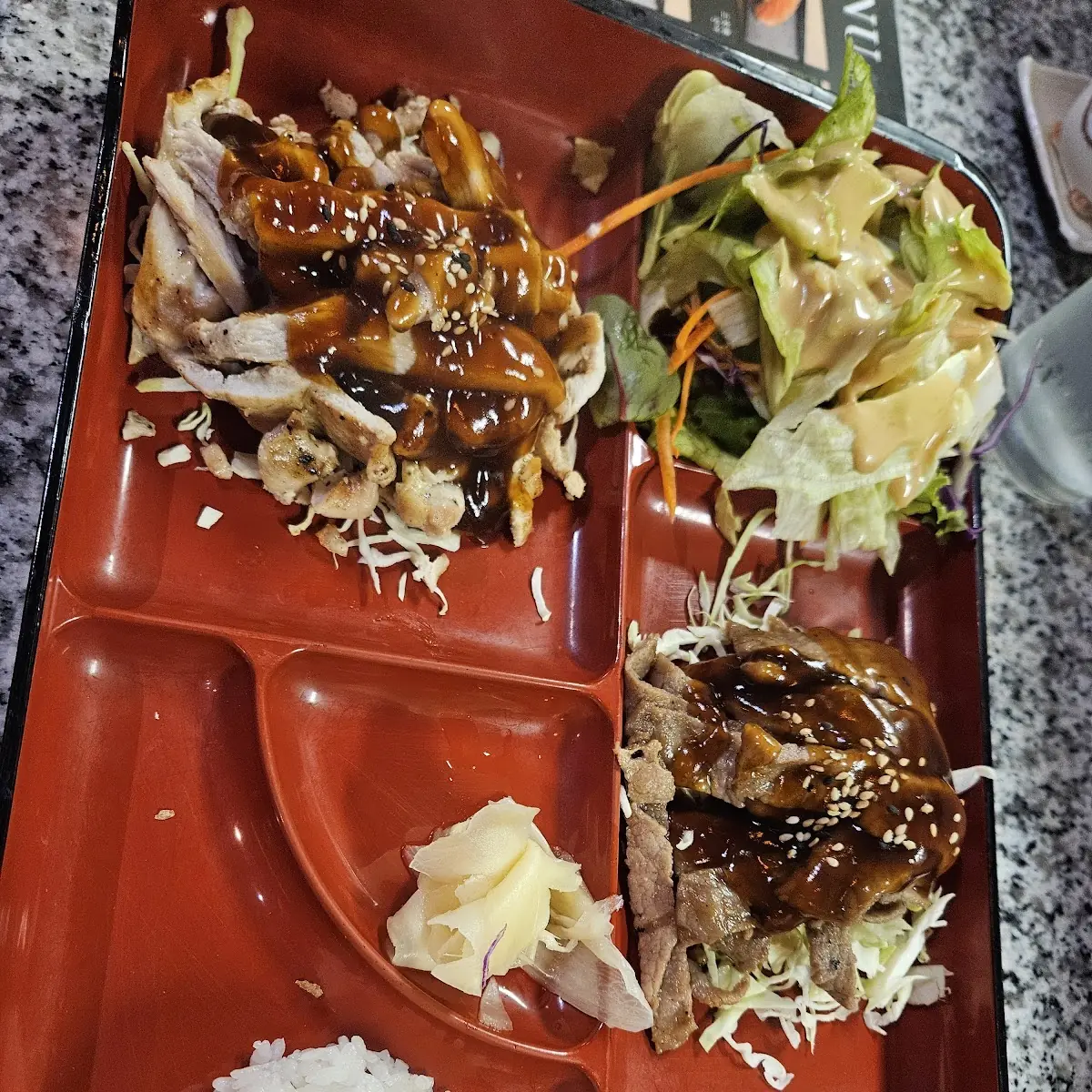 Chicken and Beef Teriyaki Bento