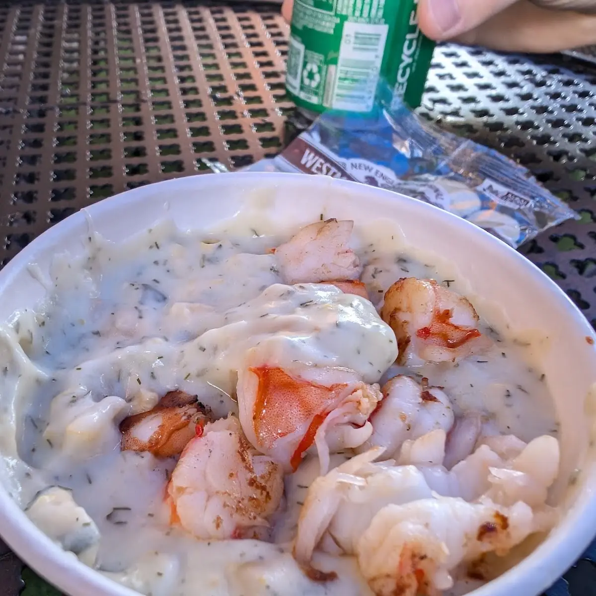 Corn Chowder and Grilled Shrimp