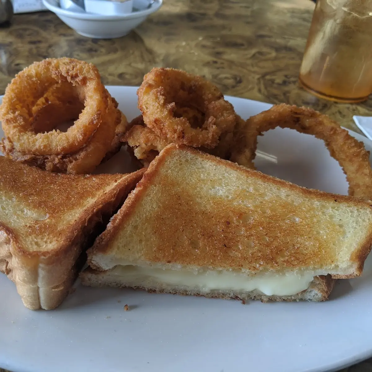 Grilled Cheese and Onion Rings