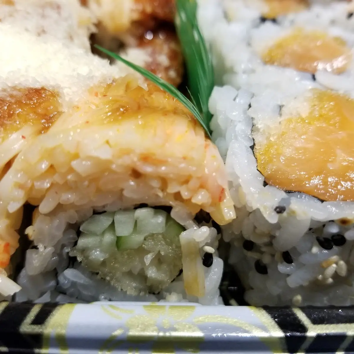 Spicy Salmon Roll and Crunchy Roll