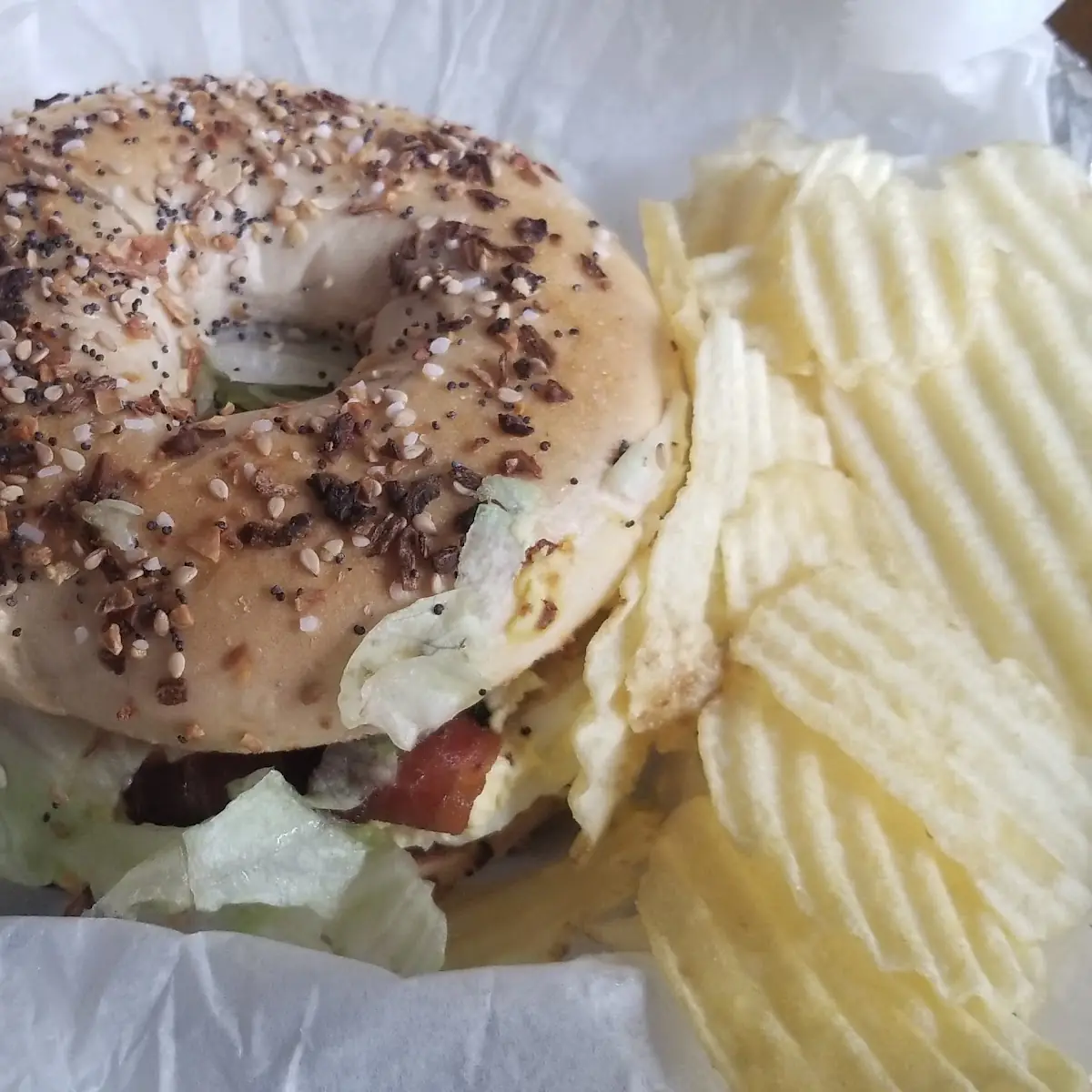 Egg Salad blt on an Everything Bagel