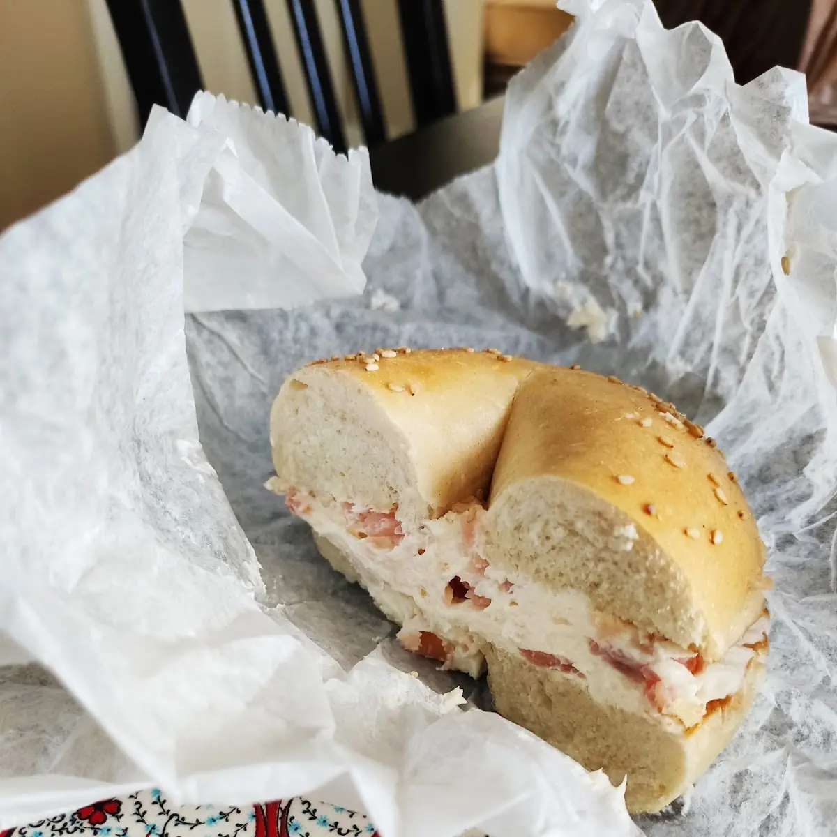 Sesame Bagel with Lox Spread