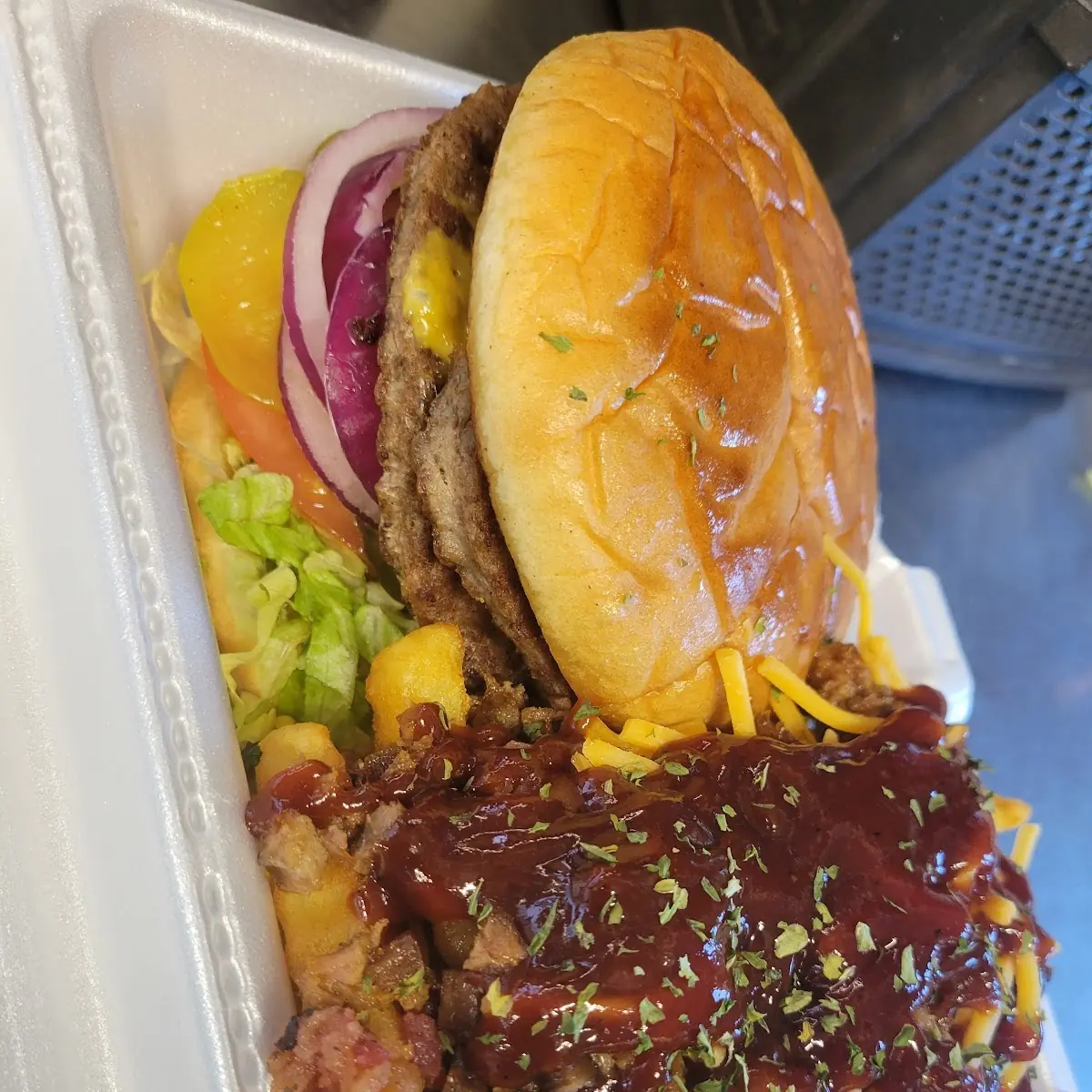 Double Cheeseburger with Brisket Fries