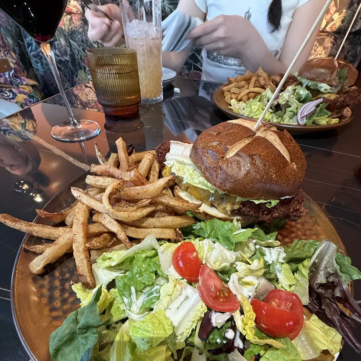 Fried Chicken Burger with Salad