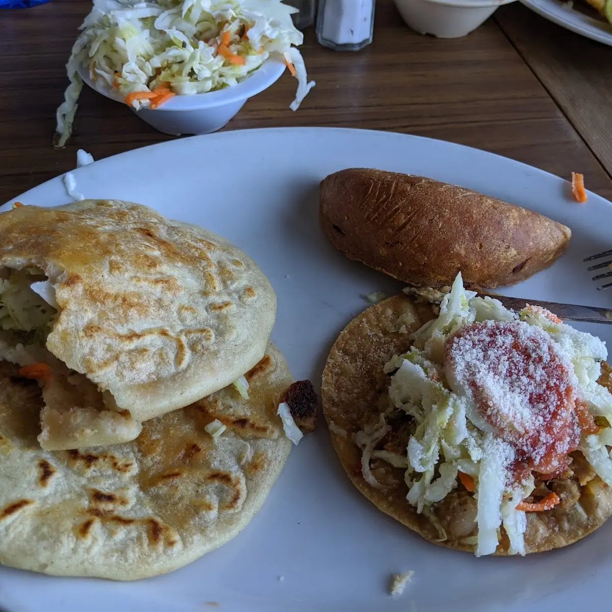 Pupusas with Enchiladas Verdes