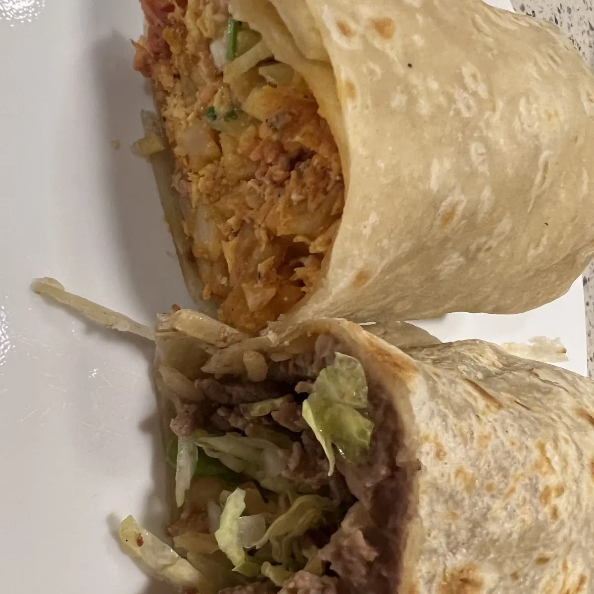 Breakfast Burrito and Veggie Burrito
