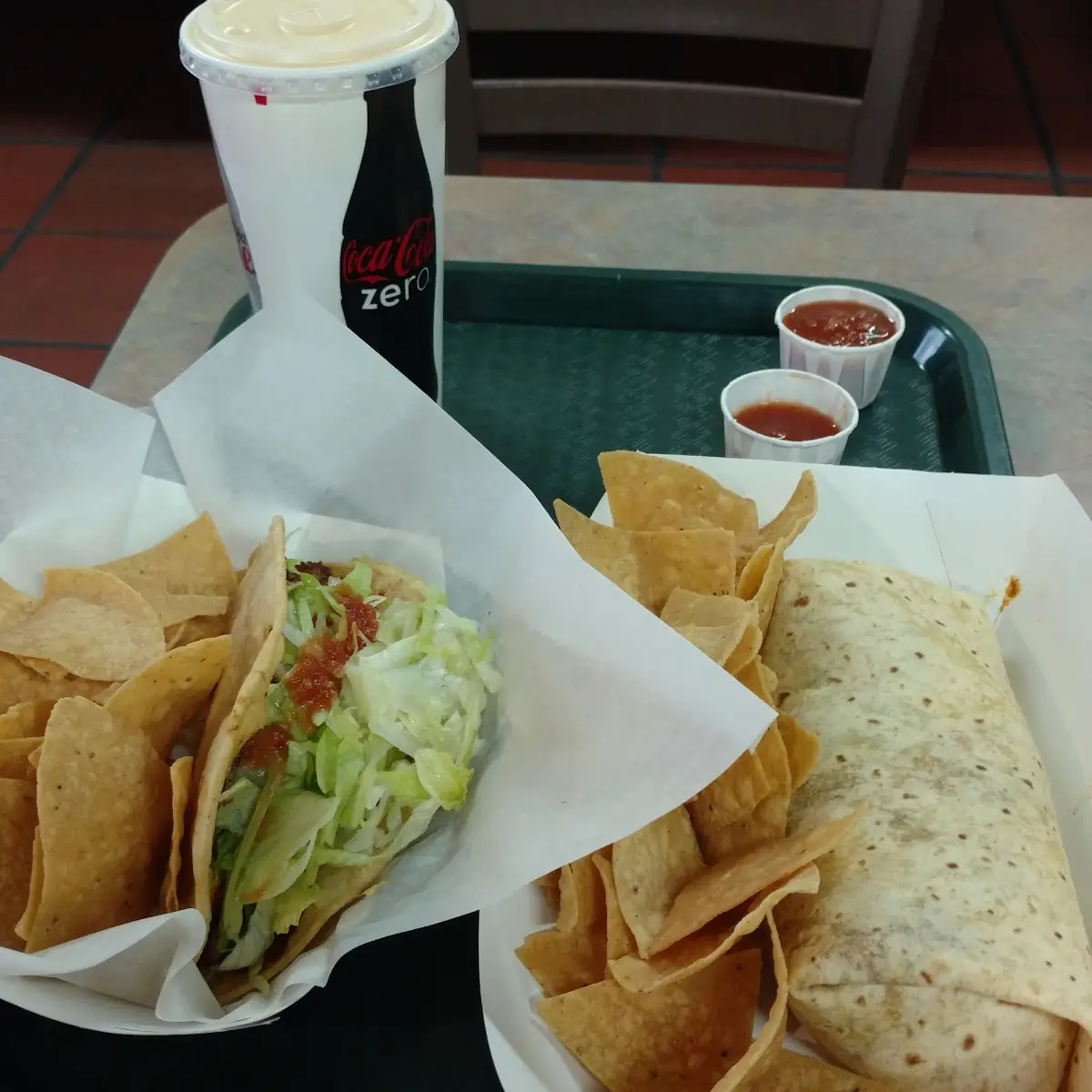Beef Bean and Cheese Burrito and Beef Taco