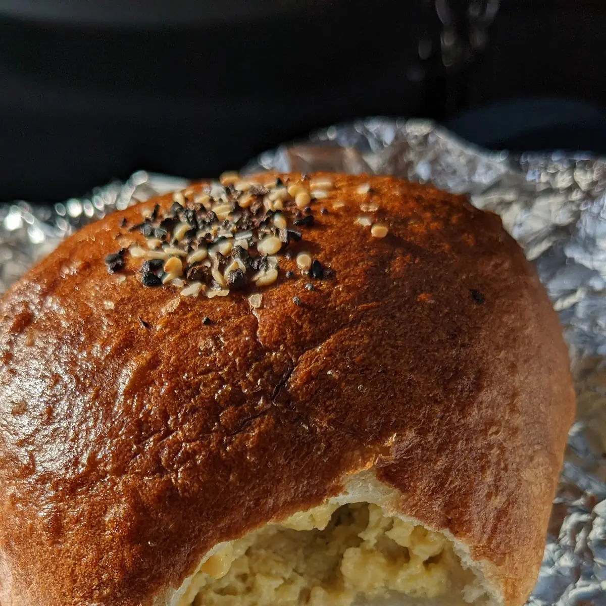 Bacon Egg and Cheese Stuffed Bagel