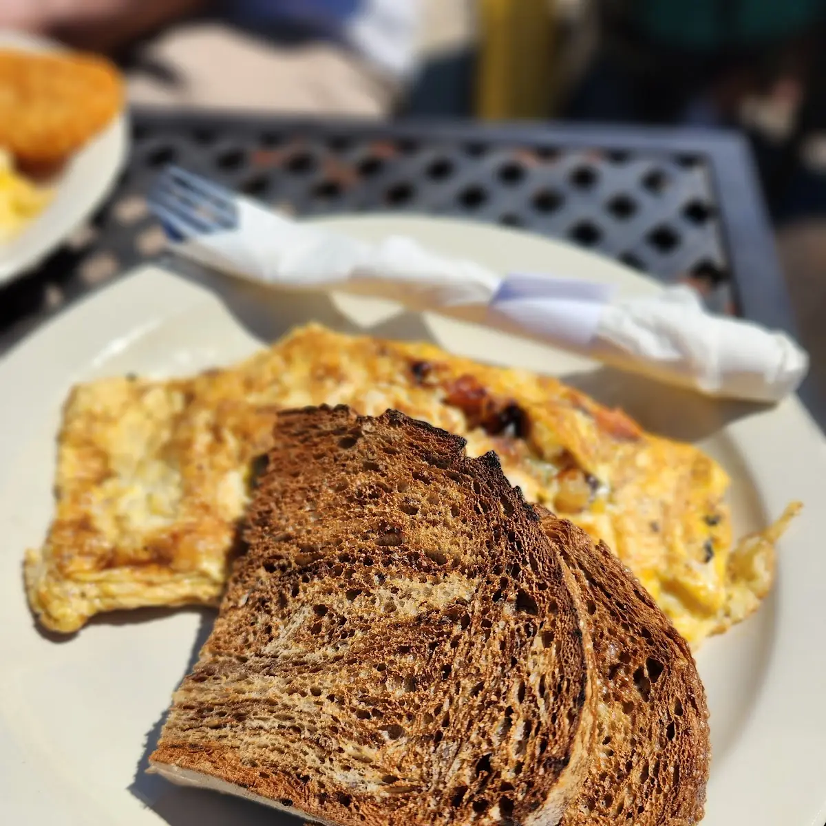 Omelet with Toast and Hash Brown