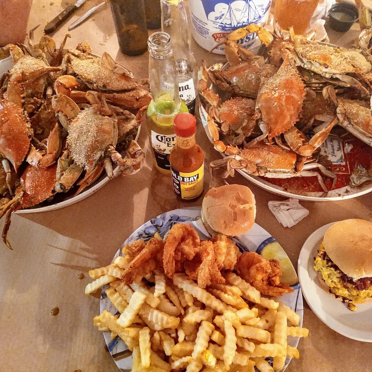 Crabs and Fried Shrimp