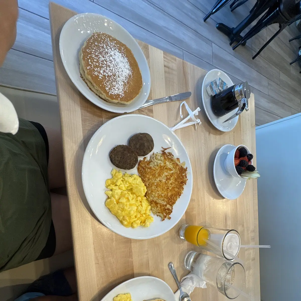 Fluffy Pancakes and Breakfast Meats