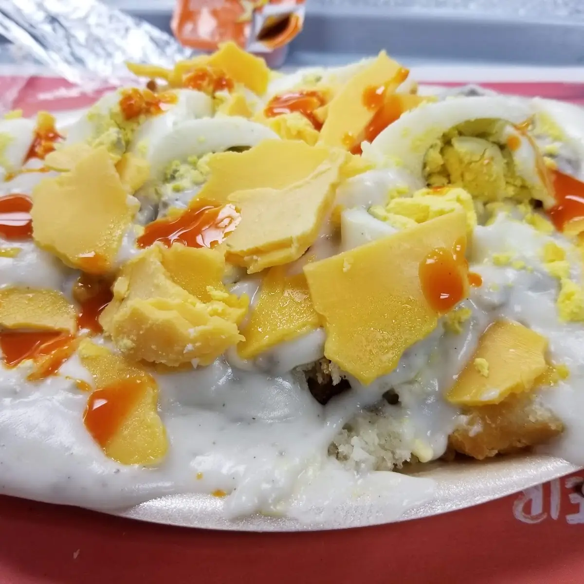 Biscuit and Gravy with Two Hard Boiled Egg and Cheese from My Pocket