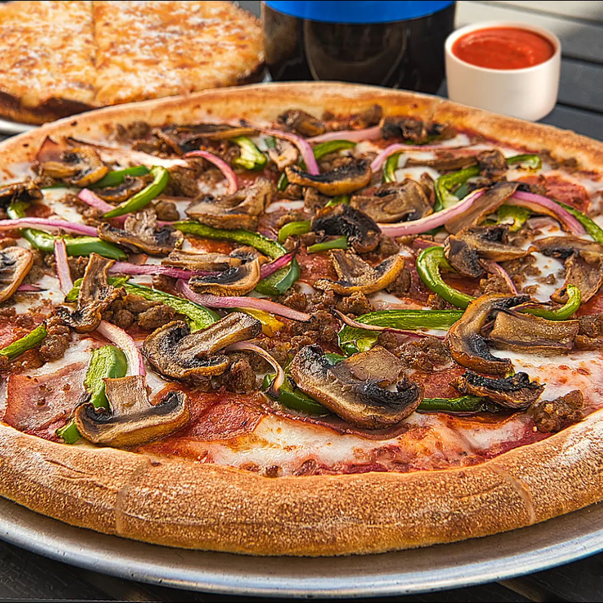Italian Sausage Pepperoni Fresh Jalapeños Mushrooms