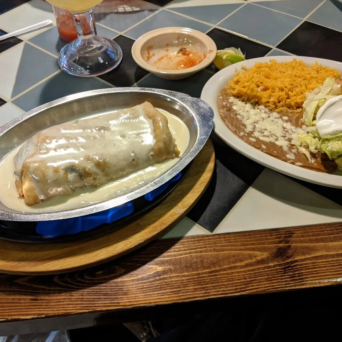One Enchilada One Beef Burrito and One Chile Poblano Relleno