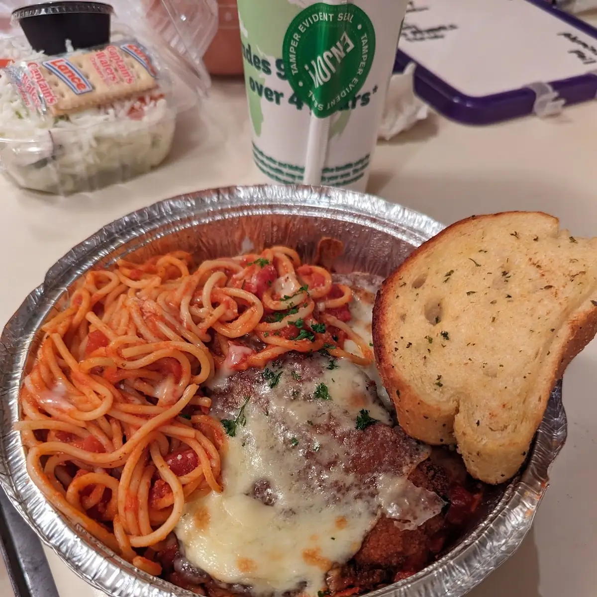 Chicken Parmesan with Garlic Bread