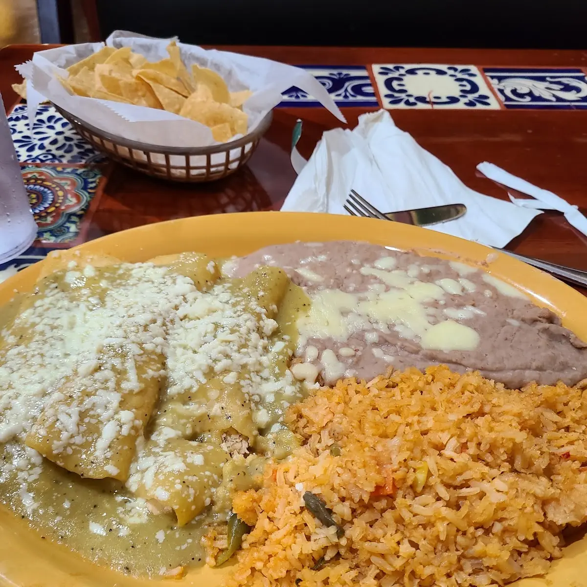 Cheese Enchilada Beans and Rice Tostada