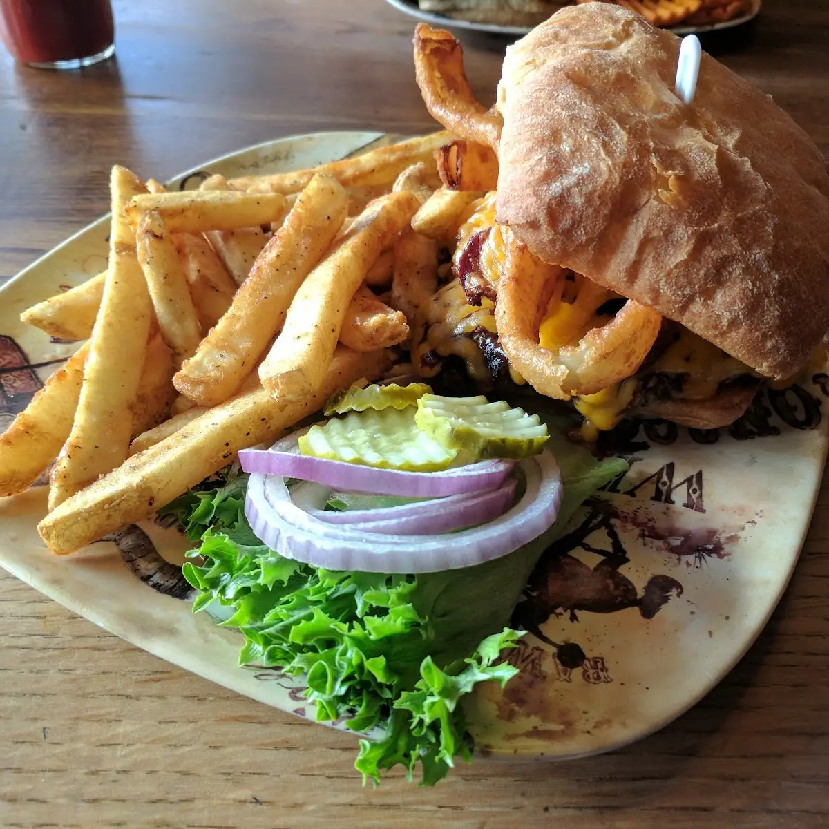 Rodeo Burger with Garlic Fries