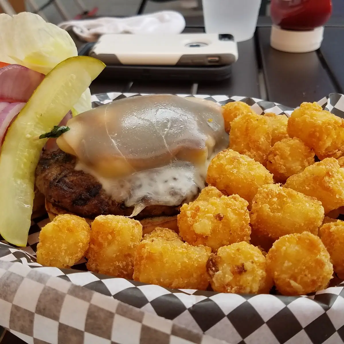Hawaiian Burger and Tots