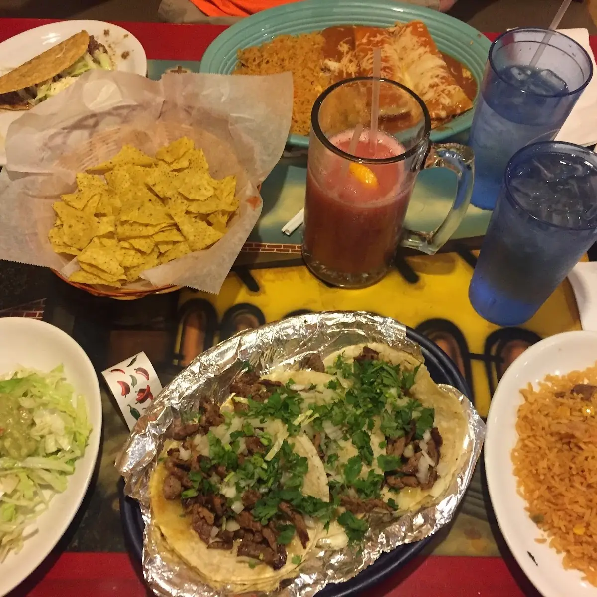 One Taco One Enchilada One Tostada Nacho Cheese