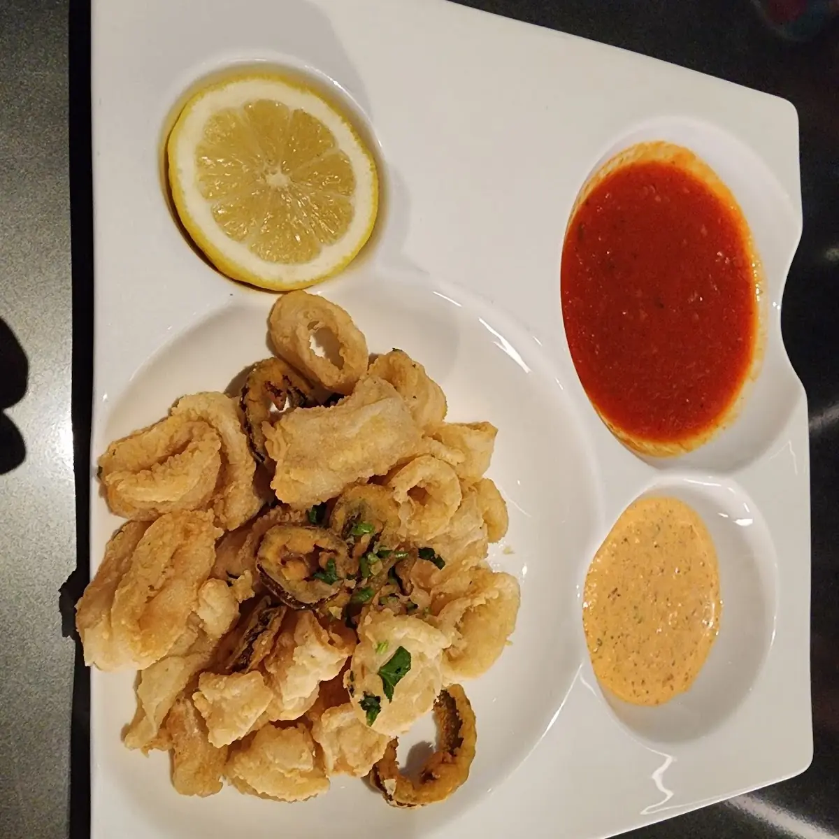 Starry Calamari and Caesar Salad
