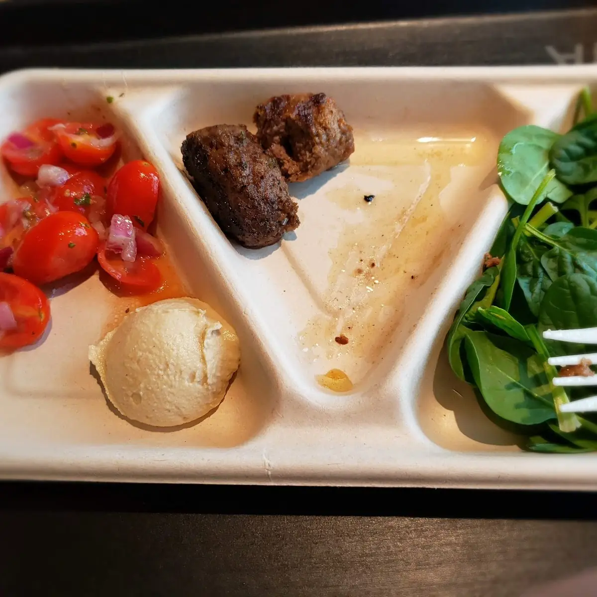 Beef Meatballs with Spinach and Humus