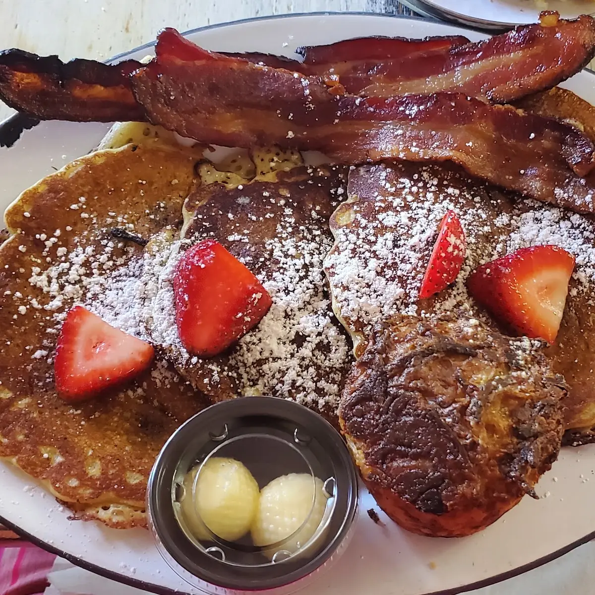 Lemon Blueberry Pancakes with Bacon