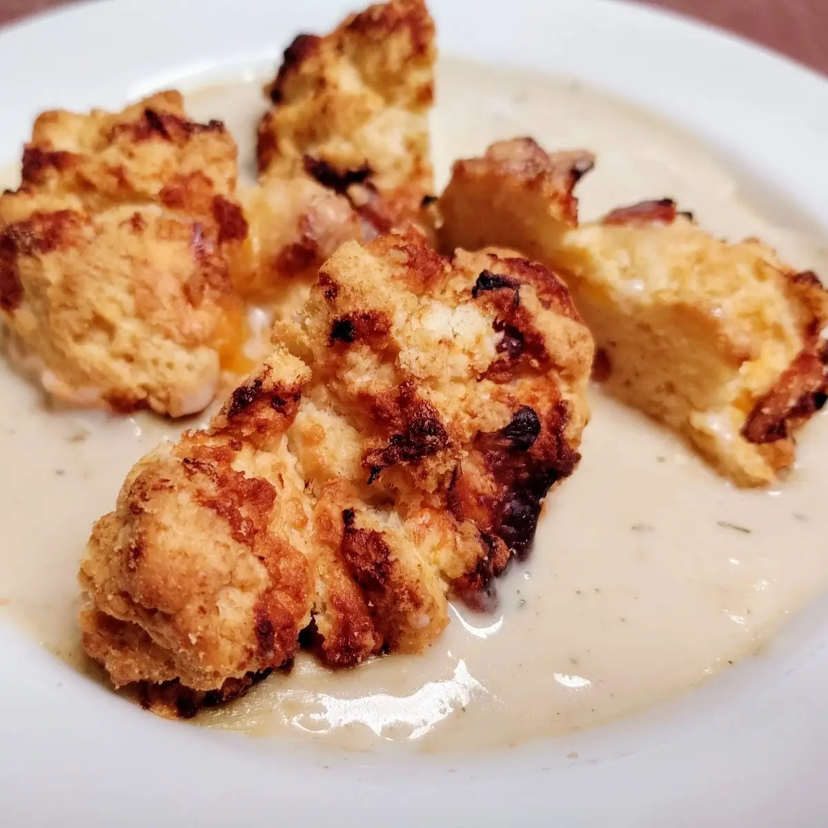 Bacon-Cheddar Scones in Gravy
