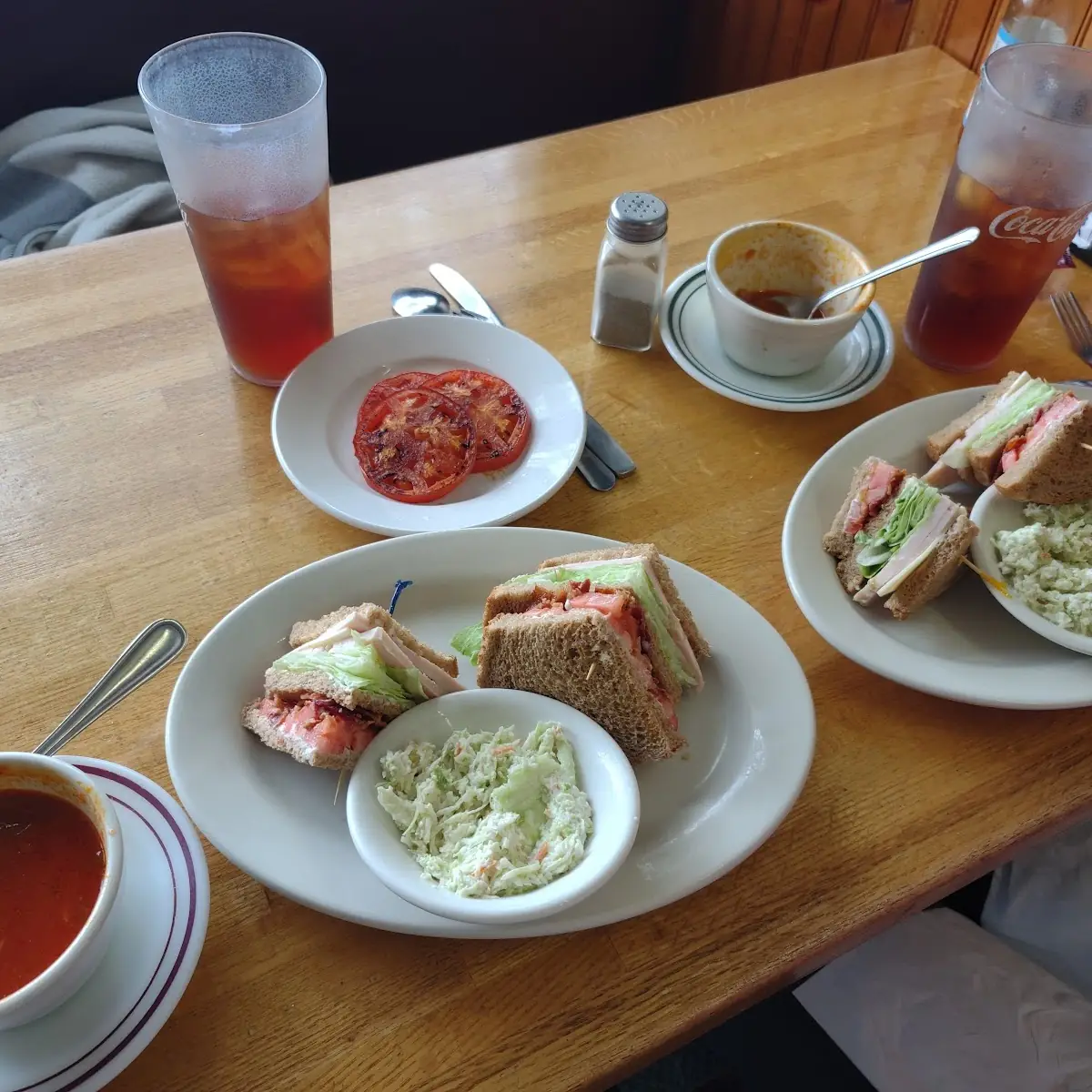 We Split a Turkey Club Sandwich