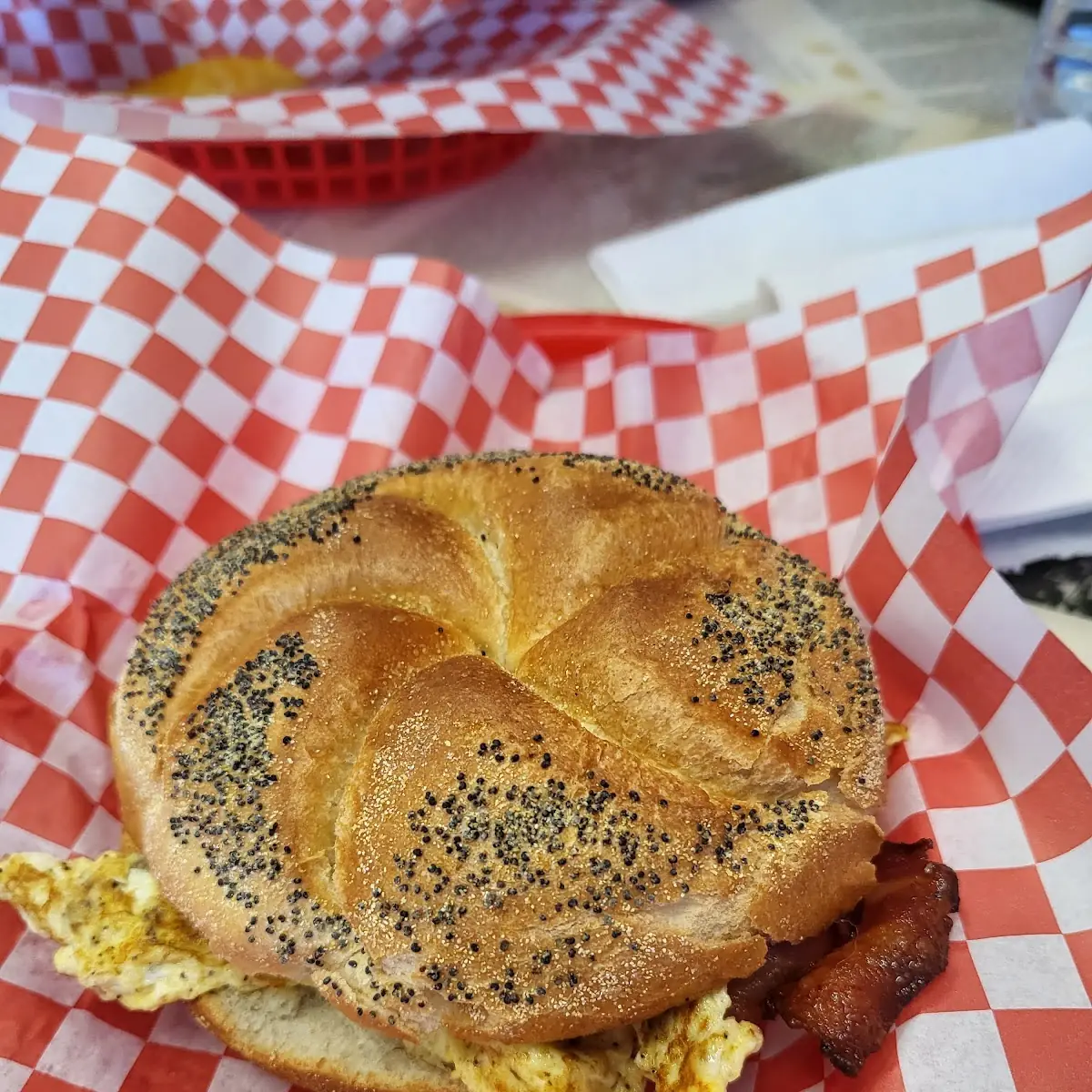 Breakfast Sandwich- 2 Scrambled Eggs Bacon and Cheese on a Kaiser Roll