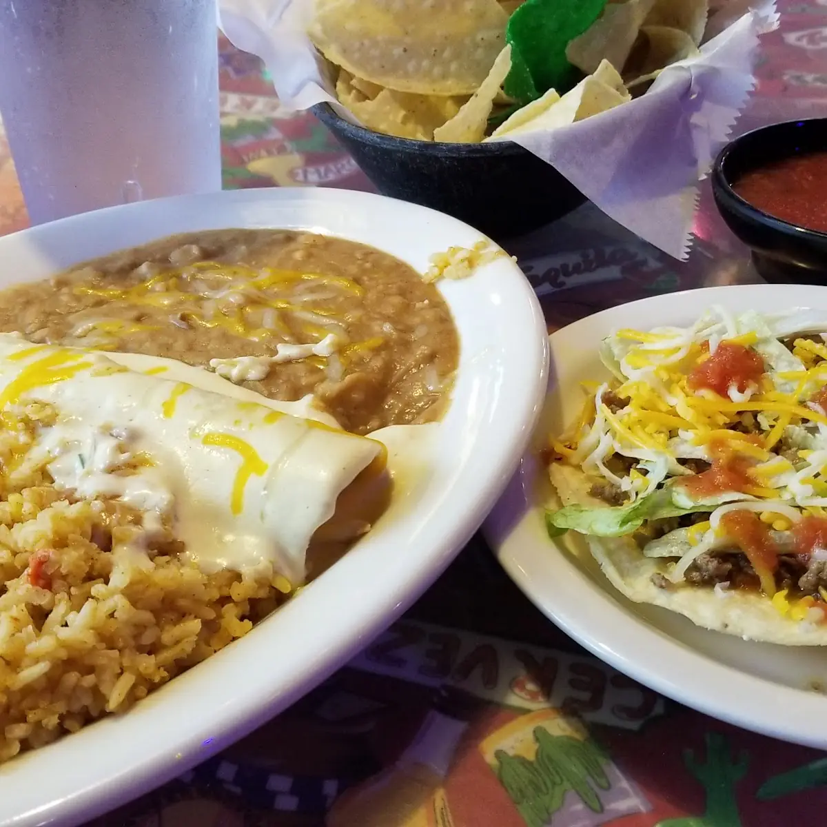 Chicken Enchilada and Beef Taco