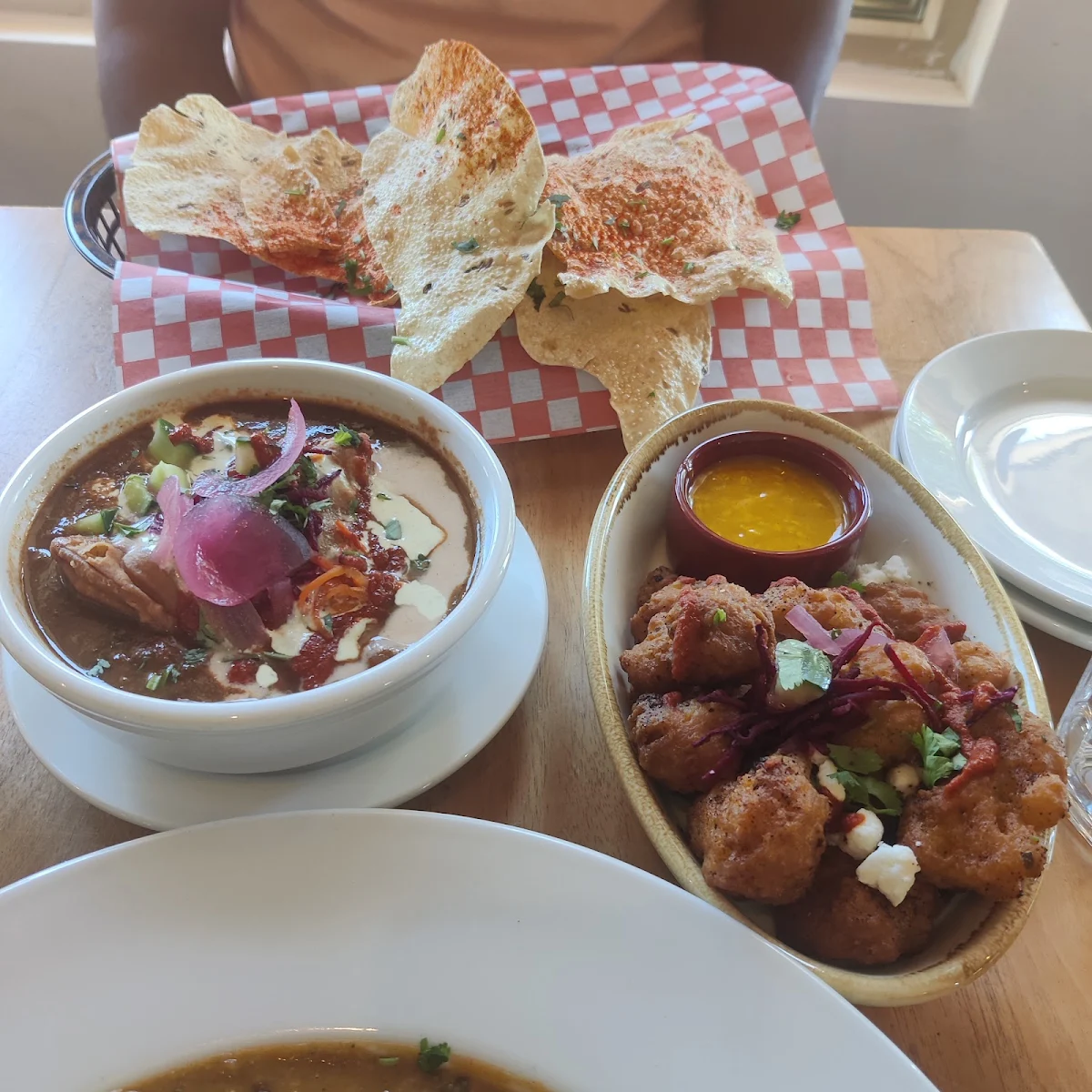 Samosa Chaat & Cauliflower Bites, The Curry Cottage - Tap & Grill