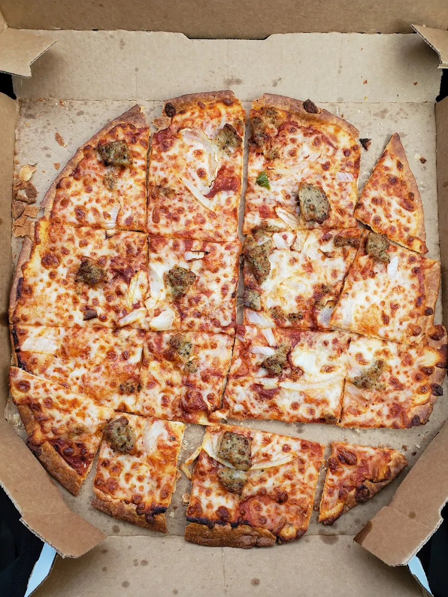 Sausage Onion Thin Crust Pizza