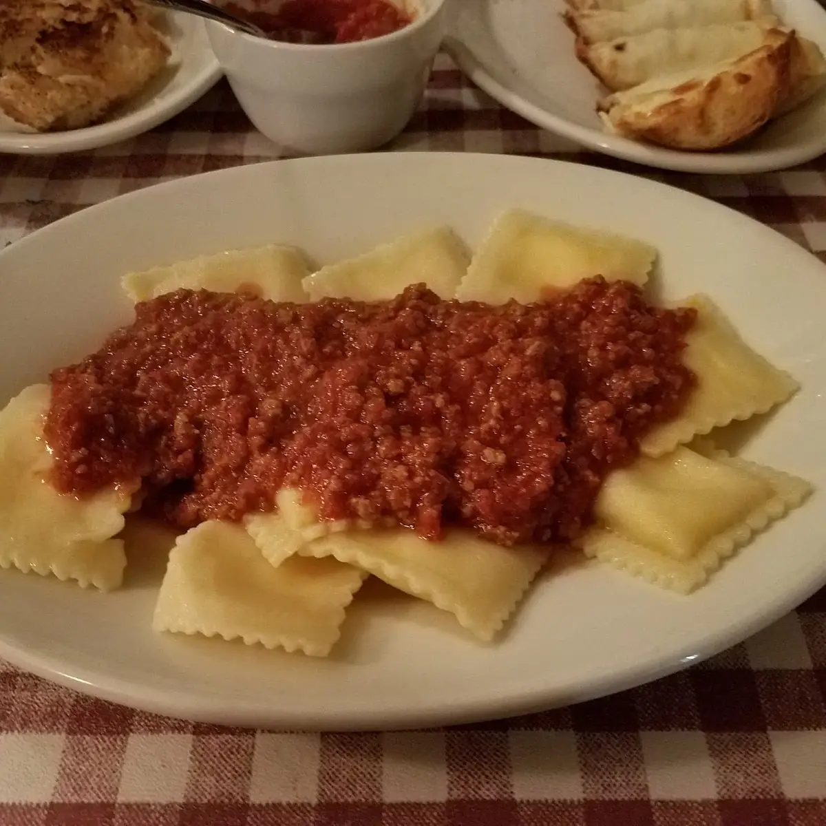 Cheese Ravioli with Meat Sauce