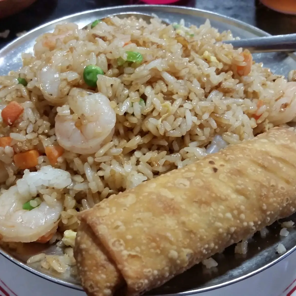 Shrimp Fried Rice with Egg Roll