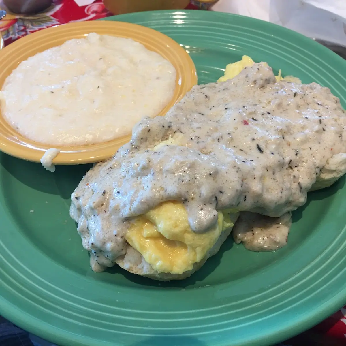 Biscuits and Sausage Gravy with Scrambled Eggs